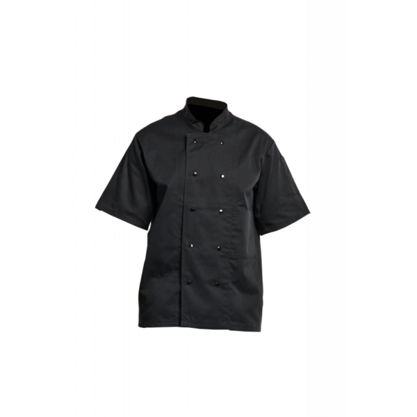 17BPN VESTE CUISINE MC P/C NOIR PRESSIONS